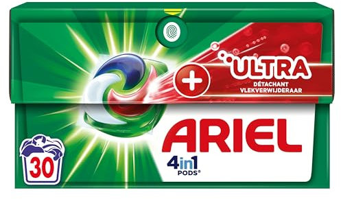 Ariel 4in1 PODS, Lessive Liquide En Capsules 30 Lavages, +Ultra Détachant, Élimine Les Taches Incrustées À Basse Température, Même Après 7 Jours