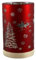 Windlicht Weihnachtsmotiv 10er LED Timer rotes Glas 15x9cm Holzfuß SA301