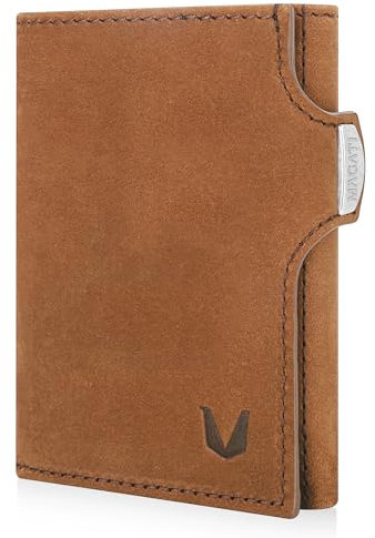 MAGATI Portefeuille Mince avec Protection RFID, Compartiment à pièces - Petit Portefeuille Mixte - Il Santo Porte-Cartes avec jeton de Caddie - Porte-Monnaie Compact, Vintage Marron
