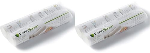 FoodSaver sacs de mise sous vide réutilisables, Sans BPA, 2 rouleaux de sacs (28 cm x 5,5 m), (FSR2802) (Lot de 2)