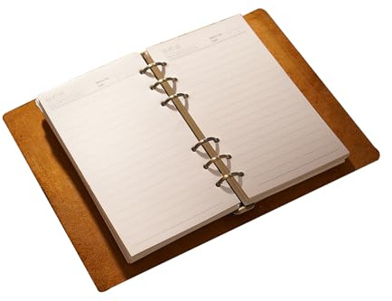 KISSKI·H Olvido Personalisierbares A5-Leder-Tagebuch, nachfüllbar, 6-Ringbuch, Reise-Notizbuch, gravierte Geschenke für Damen/Herren, Meeting/Business/Arbeit, personalisierbar, Braun