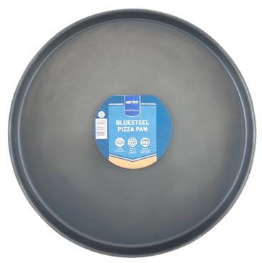 METRO Professional Pizzablech, Metall, 40 cm, 410 x 410 x 100 mm, unbeschichtetes Blaublech mit Rollrand, schwarz