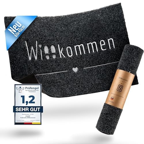 PAARF® Fußmatte innen [40x60] WILLKOMMEN Fußmatte waschbar & Fussmatte innen - Fussmatten Haustür schmutzfangmatte, fußmatte außen, Fußmatten eingangsteppich, Fussmatte aussen lustig, teppich türmatte