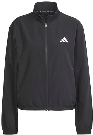 adidas Femme Train Essentials 3-Stripes Woven Warm Up Jacket, Black/White, L