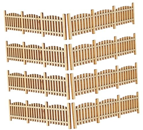 INOOMP 8stücke Teiliges Miniatur Holz-Zaun Langlebige DIY Mini Zäune Für Puppenhaus Mikrolandschaft Gartendekoration Landschaftsmodell Zubehör Einfache Installation Glatte Oberfläche