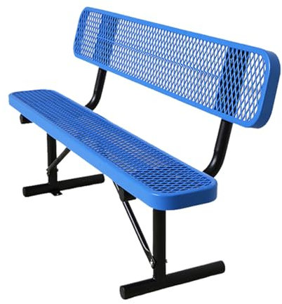 WENNEWU Blau, Robuste Gartenbank Aus Metall, Sitzgelegenheit Für Die Terrasse, Parkbank, Perfekt Für Innenhöfe, Hinterhöfe, Gärten Und Poolbereiche