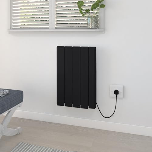 Warmehaus 1000W Electric Ceramic Radiator with Smart WIFI Connection, 4 Fins Portable Electric Heater, Daily & Weekly Timer Function,OPen Window Function, Aluminium Free Standing or Wall Mounted Black