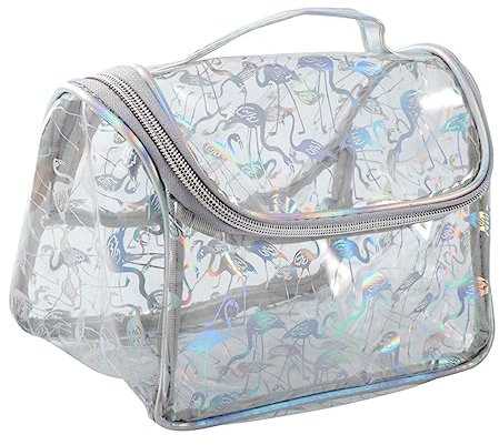 BELLIFFY 1stück PVC Kosmetiktasche Große wasserdichte Aufbewahrungstasche Für Damen Transparente Kultur Und Schminktasche Im Flamingo-Design Für Und Alltag