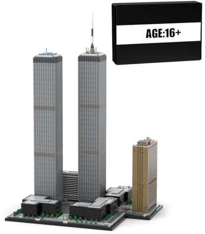 BlocteckToy MOC Klemmbausteine Twin Towers Modell, 7121 Teile Groß Architecture Turm WeltberüHmtes Gebäude Set, MOC-177998