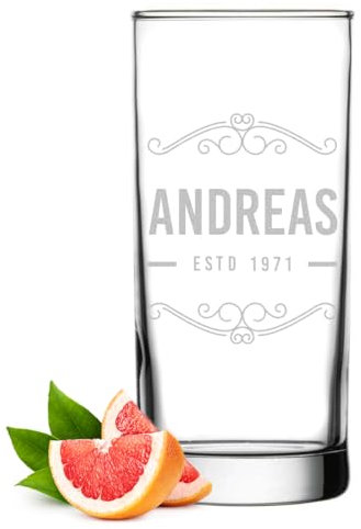 polar-effekt Verre à long drink 485 ml avec gravure personnalisée - Verre à café transparent avec nom - Cadeau d'anniversaire - Verre pour cocktails, café et eau