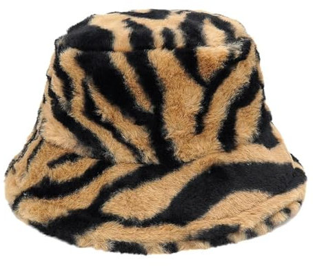 YUEZHAN Chapeau Bob Femme Homme Zèbre Imprimer Femmes Chapeaux Seau Chapeaux en Plein Air Chaud Épais Doux Pliable Chapeau Dame d'hiver Pêcheur Casquettes 56-58Cm M389-1