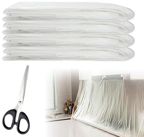 Lot de 4 films de protection pour peintre en polyéthylène - 4 × 5 m - Idéal pour travaux de peinture et de rénovation - Inclus une paire de ciseaux