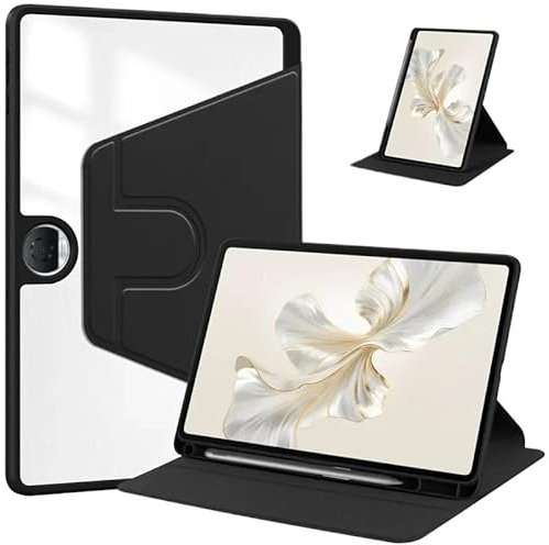 SOENS Funda for Tableta Compatible con Huawei Honor Pad 9 12,1''2024, Funda Transparente giratoria de 360 Grados con portalápices HEY2-W09/W19(Black)