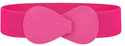 VONMELLI Ampie Cintura Elastica Donna Moda Larga Cinture Da Donna in Vita Vintage Elegante Semplice Cintura Donna con Fibbia in Pelle ad Incastro a 8 Forme Per Jeans, Pantaloni e Abiti Rosa L