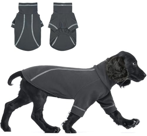 Hjumarayan Hundepullover - Dehnbarer Hunde Fleece Pullover, Warm Hundekleidung Rollkragen Hunde Pulli mit Beinen, Pullover Hund Klamotten für Cocker Spaniel, Dunkelgrau XL