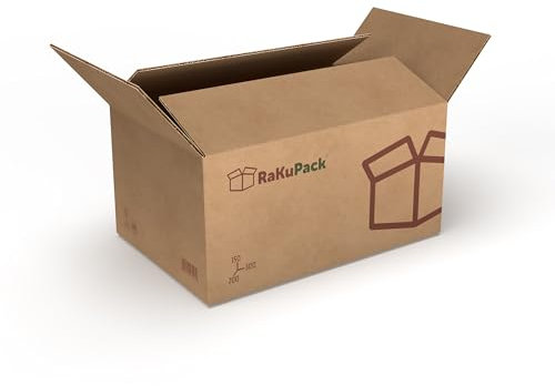 RaKuPack Versandkarton 250 Stück Faltkarton 300x200x150mm Innenmaß (30x20x15cm) Verpackungskarton bedruckt Warensendung Karton braun Faltschachtel Paket Versandschachtel Kartonage verschiedene Größen