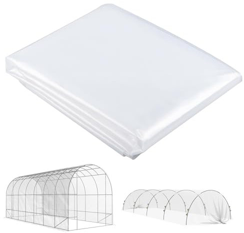 Outsunny lámina para invernadero 7x8 m lámina impermeable para jardín con protección UV, lámina de plástico extra gruesa resistente al desgarro, lona de cubierta para túnel de lámina para invernadero,