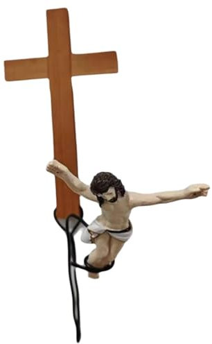 Bunjesus Kruzifix Springen Bunjesus Bunjesus Kruzifix Wanddeko Jesus springende Figur aus Harz für Haus Kirche Wohnzimmer Jesus Kruzifix Elastisch Jesus Kreuz Ostern 2025 Deko