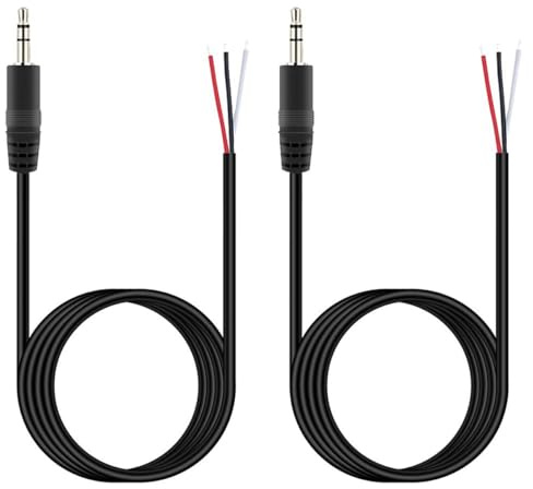 Greluma 2 Stk 3,5mm Stecker auf blanken Draht mit offenem Ende, 1,5 m TRS 3 poliger Stereo Klinkenstecker mit 1/8 Zoll Stecker für die Reparatur von Audiokabeln