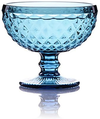 RISHORI 2 Stück Eisschalen, Schalen, dekorative Becher für Desserts, Pudding und Gelee, Retro-Design für Partys und Veranstaltungen zu Hause,Blau,Diamond