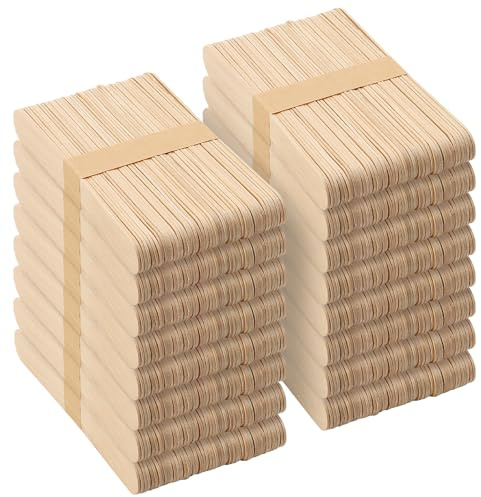 NINGWAAN Jumbo Wooden Popsicle Sticks, 6 Inch, 1200 Pieces, for Waxing, Stirring, Plant Labels