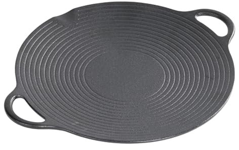 Warmiehomy Cast Iron Griddle Pan Grill,40cm Spiricle Non-Stick Dosa Pizza Crepe Pan,Baking BBQ Skillet with Handles for Oven Gas Electric Hob,Round