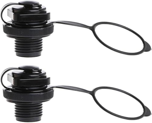 2 Pcs Black Air Valve Inflatable Kayak Screw Air Valve Spiral Air Plugs Replacement Raft Canoe Airbed PVC Boat Gloves Drysuits Kayaking Water Sports Kayak Hardware