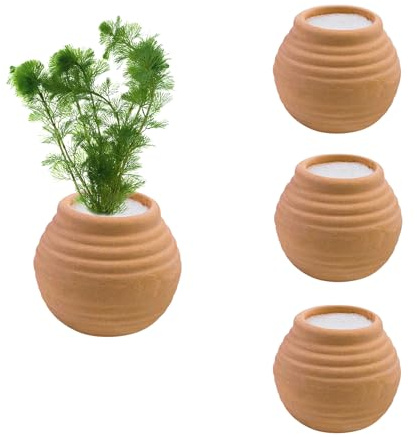 QoTang 4 Pièces Anneau de Fixation pour Plantes Mini Pot en Céramique et éponge,pour Maintenir Toutes Sortes de Plantes Aquatiques et de Plantes dans L'aquarium,Rouge 4x4 cm