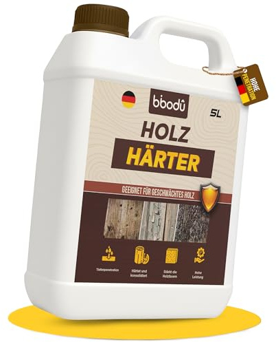 BIBODU® Holzhärter 5L mit Hoher Eindringtiefe | Konsolidiert und Verstärkt Weiches oder Geschädigtes Holz | Innen & Außen
