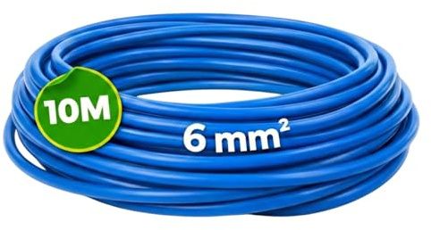 WEBMATEL Cable Eléctrico Flexible 6 mm² | Rollo de 10 Metros | Cable Unipolar H07Z1-K Libre de Halógenos | Azul | Sección 6 mm² | Hilo Conductor de Cobre |