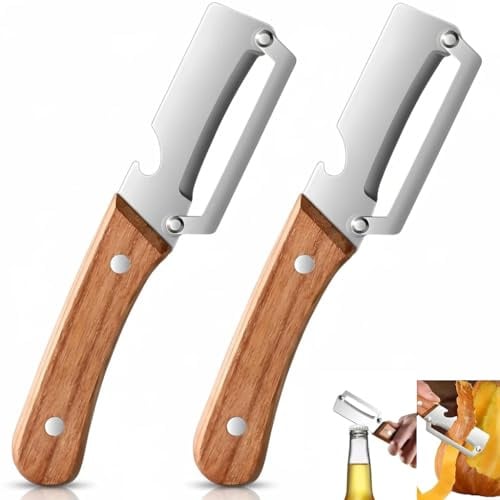Kartoffelschäler, 2 in 1 Sparschäler mit Flaschenöffner, 2 Stück Edelstahl Gemüseschäler mit Griff, Breite Klinge, Schäler Gemüse Gurkenschäler für Gemüse Kartoffel und Karott