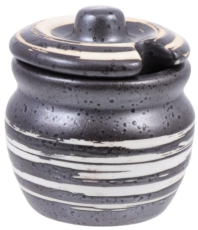 IDEANATEGRATE Pot de Moutarde en Porcelaine Noire 1 Pièce pour Assaisonnement et Présentation Cuisine