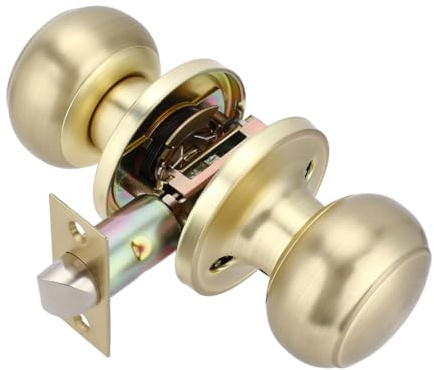 PH PandaHall Stainless Steel Door Knob Privacy Lock with Push Button Heavy Duty Vintage Privacy Brushed Interior Door Knobs with Round Ball for Bedroom Bathroom Privacy Lock