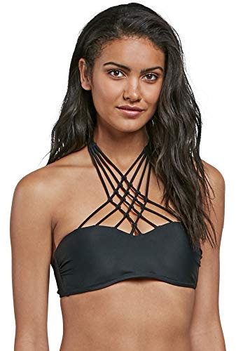 Volcom Damen Junior's Simply Solid Bandeau Top Bikini, schwarz, Medium