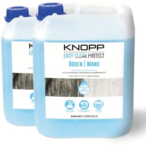 KNOPP Flechtenentferner, Flechtenex, Terrassenreiniger, Pflastersteinreiniger, Waschbetonplattenreiniger, Grünbelagentferner, Algenentferner, Algenvernichter, Steinreiniger, g.f., 2x5 Liter Kanister