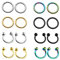 PiercingJ 8 Paare 1.2mm 316L Edelstahl Universal Piercing Ohr Lippen Nase Brust Helix Tragus Septum Ring Hufeisen Circular Barbell Scharnier Clicker, Silber/Gold/Schwarz/Bunt (Innendurchmesser: 8mm)