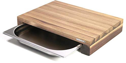 440s Continenta CON-0421000 4017167421001 Planche à découper avec tiroir en acier inoxydable Noyer env. 39 x 27 x 6 cm