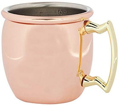 We Can Source It Ltd - Curved Copper Mug Style Jigger - Spirit Measure for Bars and Pubs - Lined at 10ml, 25ml, 35ml, and 50ml