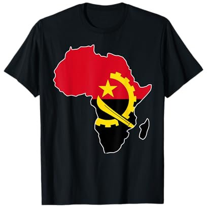 Amour Angola avec drapeau Angolais en carte Afrique T-Shirt