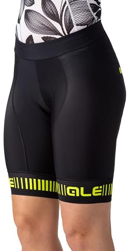 Alé Cycling Damen Prr Strada Radhose, Black/Fluo Yellow, M