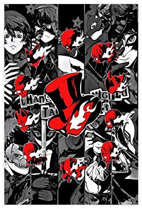NZZZ Game Persona 5 Royale Schwarz Rot Leinwand Poster Schlafzimmer Dekor Sport Landschaft Büro Zimmer Dekor Geschenk 30 x 45 cm Unframe style1