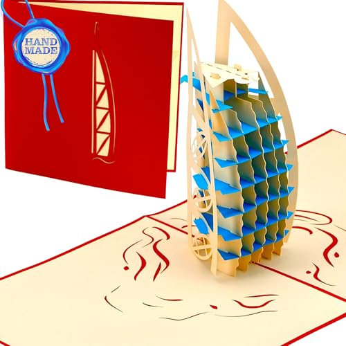 Liebessa 3D Karte Grußkarte Dubai - Burj Al Arab - Handgemacht perfekt für Dubaj-Reise oder Erinnerung mit Briefumschlag - Reisegutschein, Gutschein, Flug, Hotel