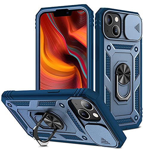 2ndSpring Cover compatibile con iPhone 13 Mini 5.4, protezione della fotocamera in PC duro anti-caduta, rinforzata con armatura, antiurto, antiurto, colore: Blu