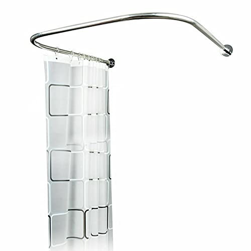 SHZICMY Barre de rideau de douche incurvée en acier inoxydable en forme de U pour salle de bain, balcon, vestiaire