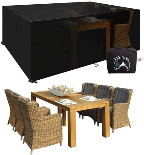 TTL Garden 200x165x80cm Premium Gartenmöbel Abdeckung - 600D Oxford Gewebe wasserdicht mit Schnallen & Spannkordel extra starke Schutzhülle Abdeckplane für alle Jahreszeiten