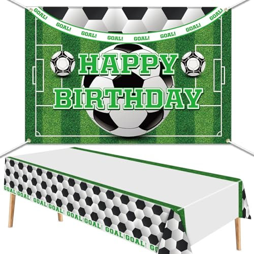 Tischdecken, 220 x 130 cm Fußball Bedruckte Einweg-Kunststoff-Tischdecken für Kinder Fußball-Geburtstagsfeierdekorationen (C)