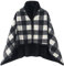 WINKEEY Femme Poncho Polaire Plaid Châle Polaire Cape Chaud d'hiver avec Boutons Couverture à Carreaux, Noir