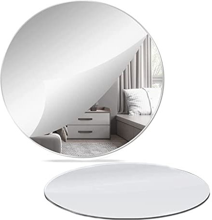 ZESABGE 2 Stück Spiegel Rund Acrylic 30cm Abnehmbarer Spiegelfliesen Selbstklebend,DIY Wandspiegel Dekospiegel,für Zuhause,Schlafzimmer,Wohnzimmer,Heimdekoration.
