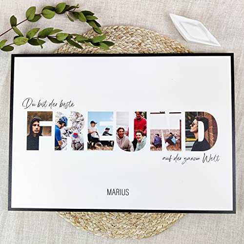 Freund Geschenk Holzbild - Foto Geschenk - personalisierbar zum Hinstellen/Aufhängen opt. beleuchtet Weihnachtsgeschenkideen Freund, Geschenke Für Freund, Bester Freund - personalisierte Geschenke
