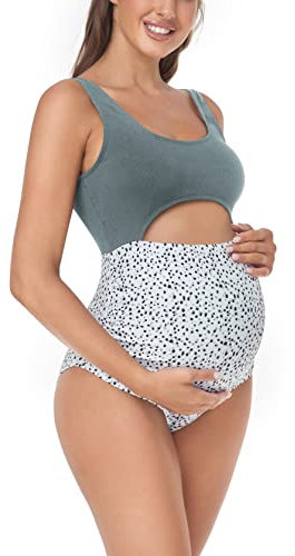 EastElegant Traje de baño de maternidad de una pieza con estampado de puntos Ploka, gris, azul , XL